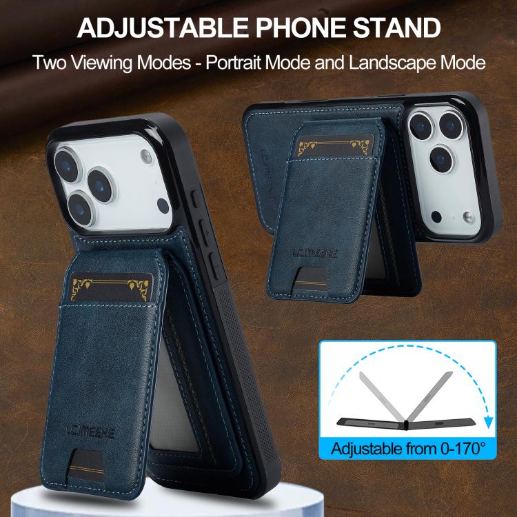 Funda para iPhone 17 Pro Max LC.IMEEKE L3 Series con tarjetero RFID desmontable y Magsafe (azul)