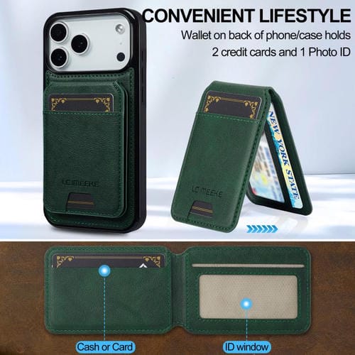 Funda para iPhone 17 Pro Max LC.IMEEKE L3 Series con tarjetero RFID desmontable y Magsafe (verde)
