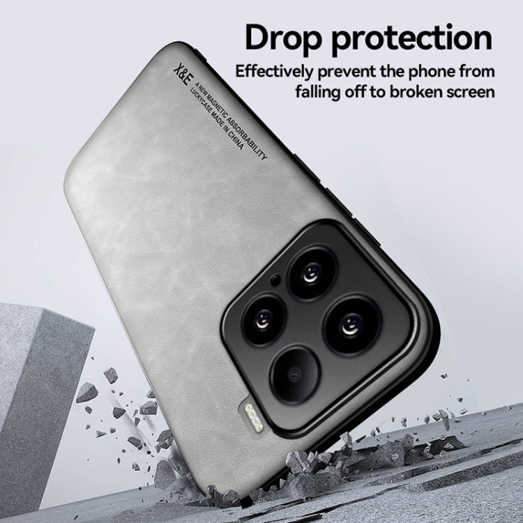Funda de cuero con tapa magnética para Xiaomi Poco M7 Pro 5G (gris claro)