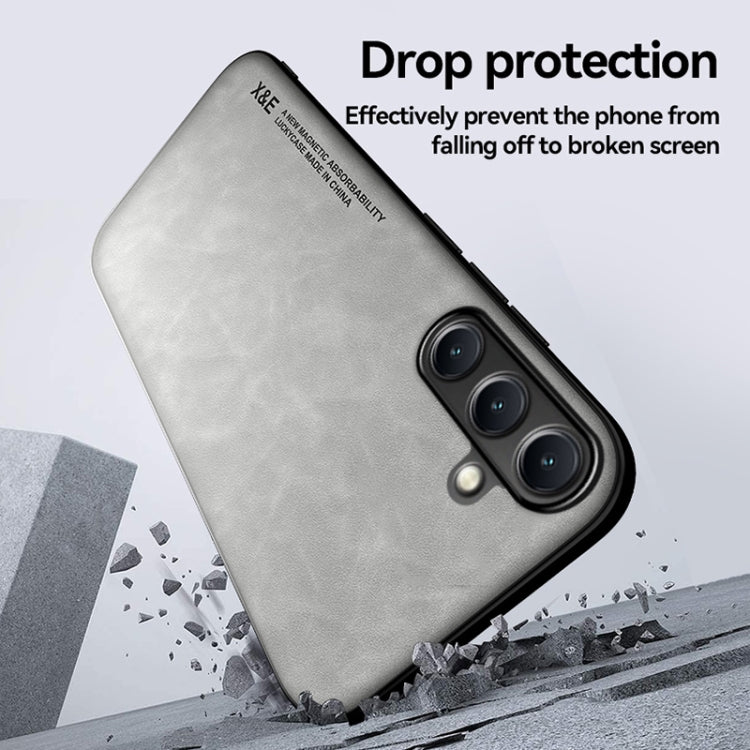 Funda de cuero magnética con textura de piel para Samsung Galaxy A06 5G (azul)