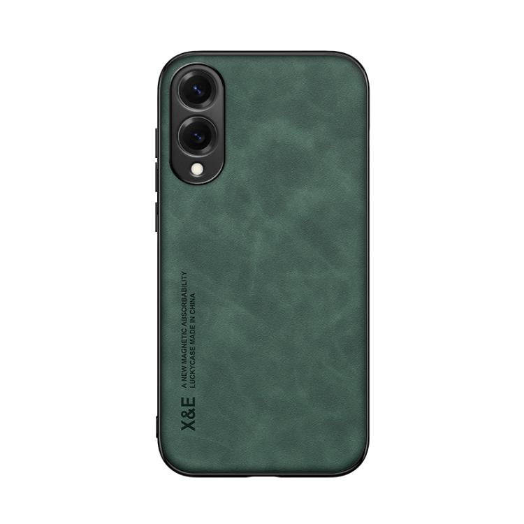 Funda de cuero magnética con textura de piel para Samsung Galaxy S25 Edge 5G (verde)