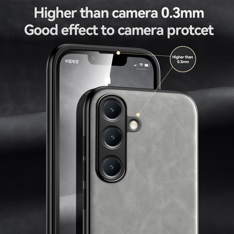 Funda de cuero magnética con textura de piel para Samsung Galaxy S25 Edge 5G (gris oscuro)