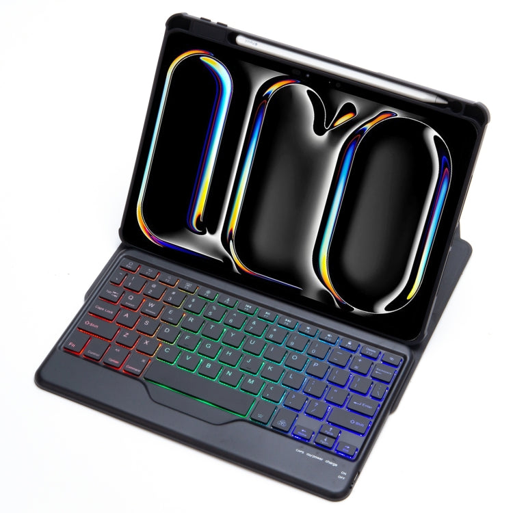 Funda con Teclado Bluetooth Cuero iPad Pro 11 2024 Rotación 360 (Negro)