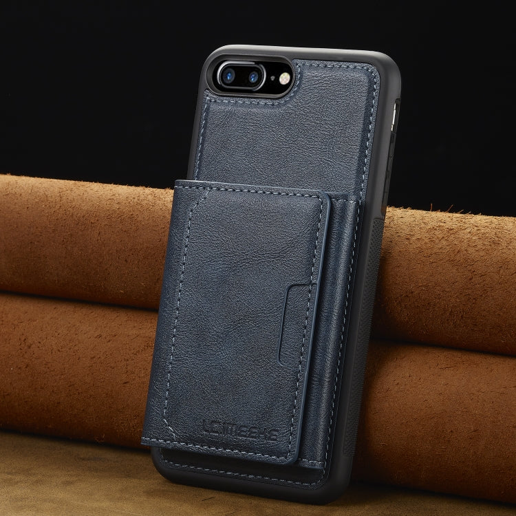 Estuche para Teléfono Lc.Imeeke Serie L5 con Funda para Tarjeta Rfid Desmontable Magsafe para iPhone 8 Plus/7 Plus (Azul)