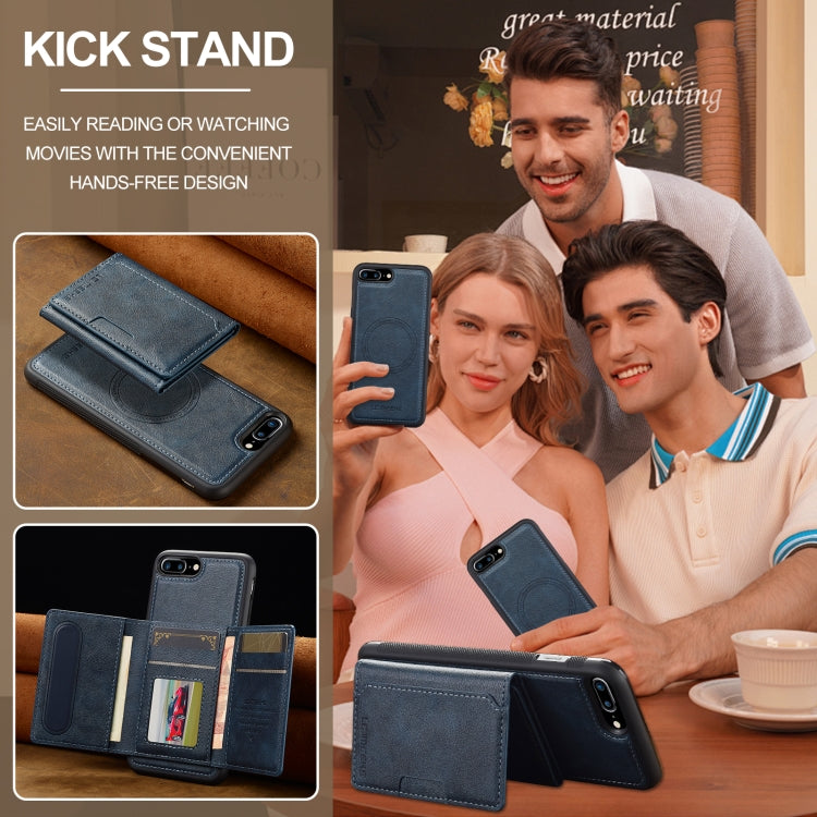 Estuche para Teléfono Lc.Imeeke Serie L5 con Funda para Tarjeta Rfid Desmontable Magsafe para iPhone 8 Plus/7 Plus (Azul)