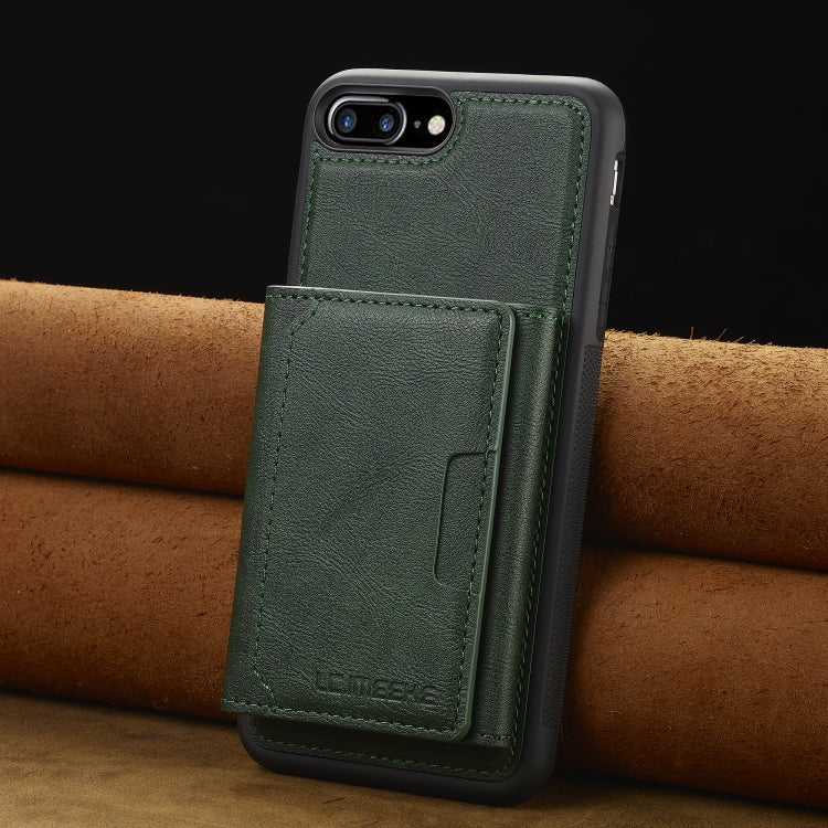 Estuche para Teléfono Lc.Imeeke Serie L5 con Funda para Tarjeta Rfid Desmontable Magsafe para iPhone 8 Plus/7 Plus (Verde)