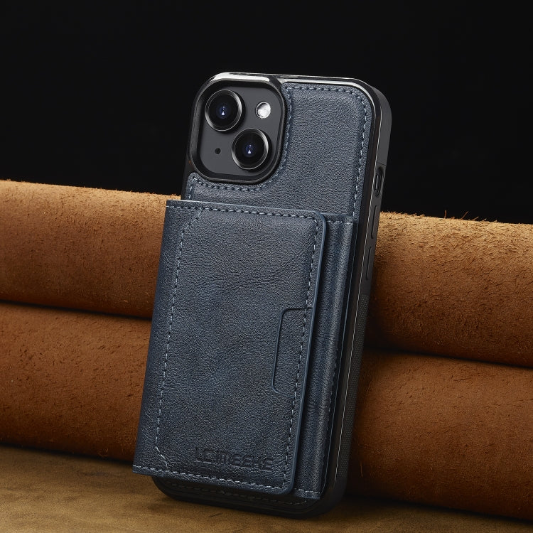 Funda para Teléfono Lc.Imeeke Serie L5 con Tarjetero Rfid Desmontable y Magsafe para iPhone 15 Plus/14 Plus (Azul)