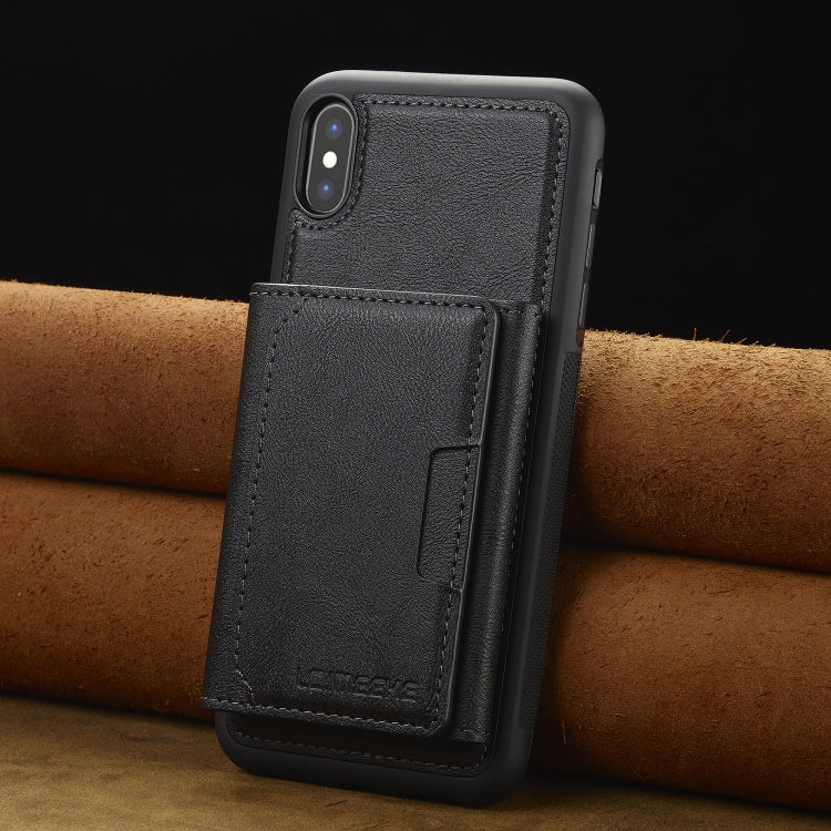 Estuche para Teléfono Lc.Imeeke L5 Series con Funda para Tarjeta Rfid Desmontable Magsafe para iPhone Xs/X (Negro)