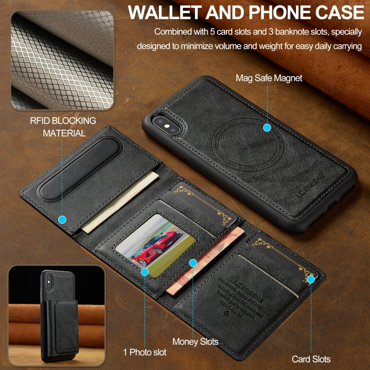 Estuche para Teléfono Lc.Imeeke L5 Series con Funda para Tarjeta Rfid Desmontable Magsafe para iPhone Xs/X (Negro)