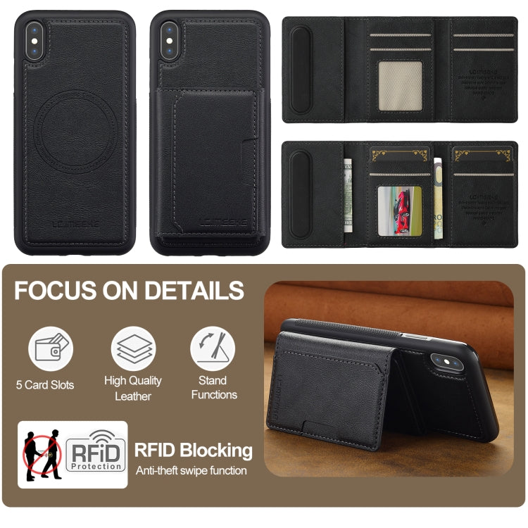 Estuche para Teléfono Lc.Imeeke L5 Series con Funda para Tarjeta Rfid Desmontable Magsafe para iPhone Xs/X (Negro)