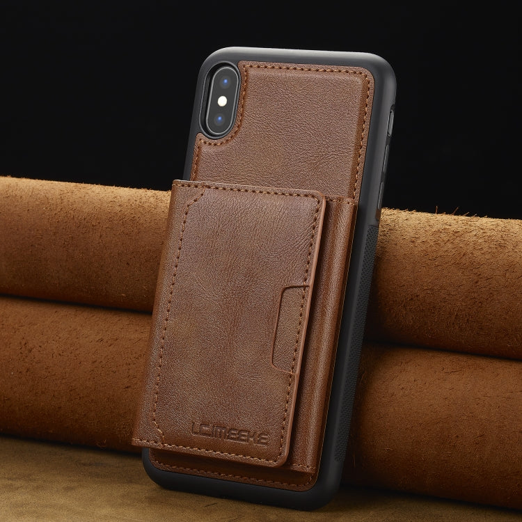 Estuche para Teléfono Lc.Imeeke Serie L5 con Funda Tarjeta Rfid Desmontable Magsafe para iPhone Xs/X (Marrón)
