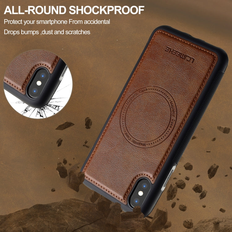 Estuche para Teléfono Lc.Imeeke L5 Series con Funda Tarjeta Rfid Desmontable Magsafe para iPhone Xs Max (Marrón)