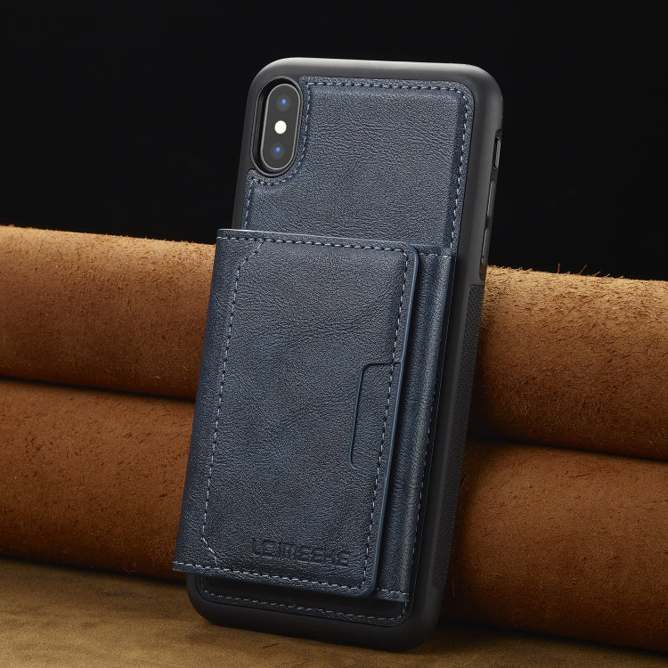 Estuche para Teléfono Lc.Imeeke L5 Series con Funda para Tarjeta Rfid Desmontable Magsafe para iPhone Xs Max (Azul)