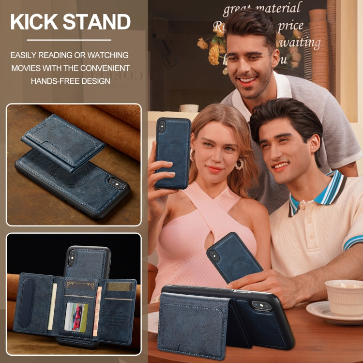 Estuche para Teléfono Lc.Imeeke L5 Series con Funda para Tarjeta Rfid Desmontable Magsafe para iPhone Xs Max (Azul)