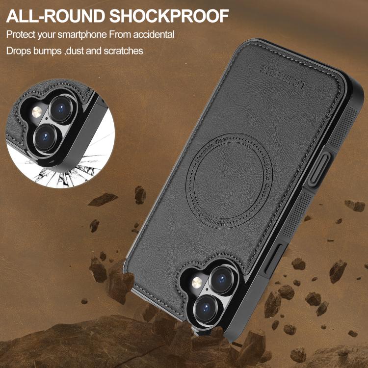 Funda para iPhone 17 LC.IMEEKE L5 con tarjetero RFID desmontable y Magsafe (negra)