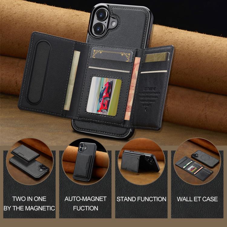 Funda para iPhone 17 LC.IMEEKE L5 con tarjetero RFID desmontable y Magsafe (negra)