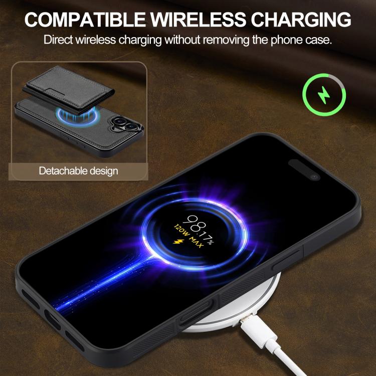 Funda para iPhone 17 LC.IMEEKE L5 con tarjetero RFID desmontable y Magsafe (negra)