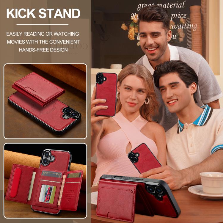 Funda para iPhone 17 LC.IMEEKE L5 con tarjetero RFID desmontable y Magsafe (roja)