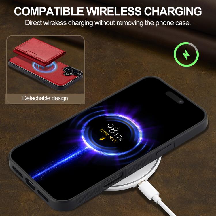 Funda para iPhone 17 LC.IMEEKE L5 con tarjetero RFID desmontable y Magsafe (roja)