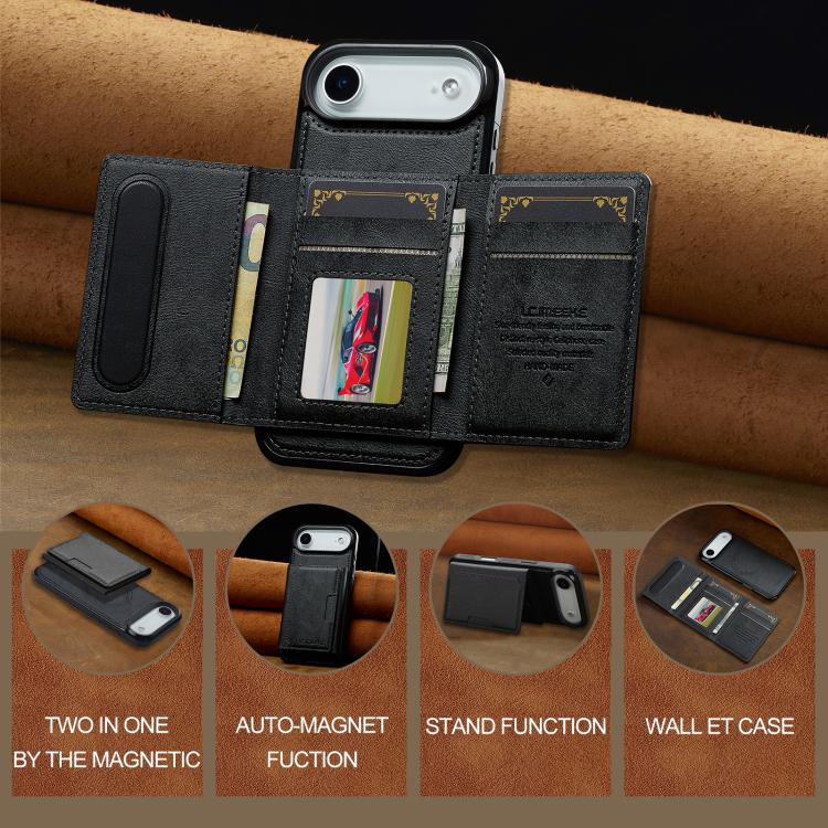 Funda para iPhone 17 Air LC.IMEEKE L5 con tarjetero RFID desmontable y Magsafe (negra)