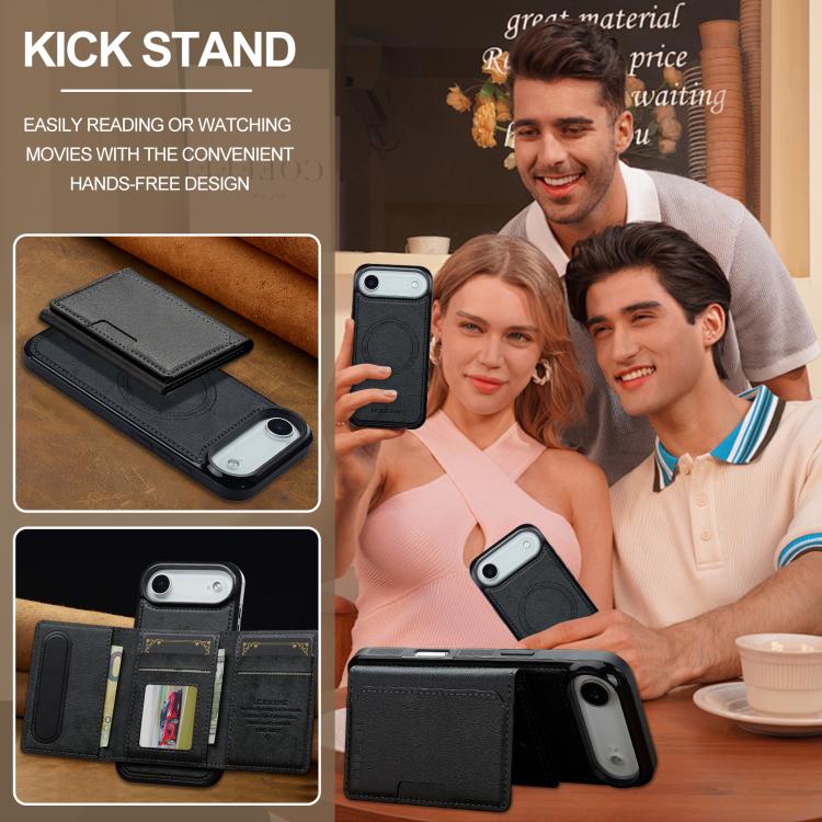 Funda para iPhone 17 Air LC.IMEEKE L5 con tarjetero RFID desmontable y Magsafe (negra)