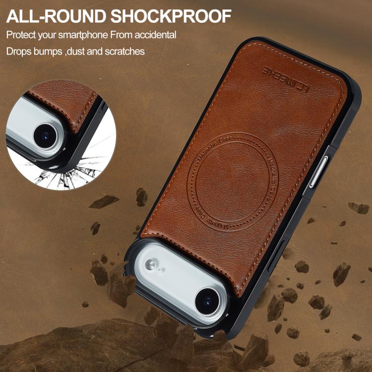 Funda para iPhone 17 Air LC.IMEEKE L5 con tarjetero RFID desmontable y Magsafe (marrón)
