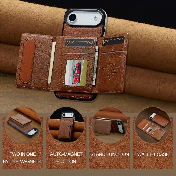 Funda para iPhone 17 Air LC.IMEEKE L5 con tarjetero RFID desmontable y Magsafe (marrón)