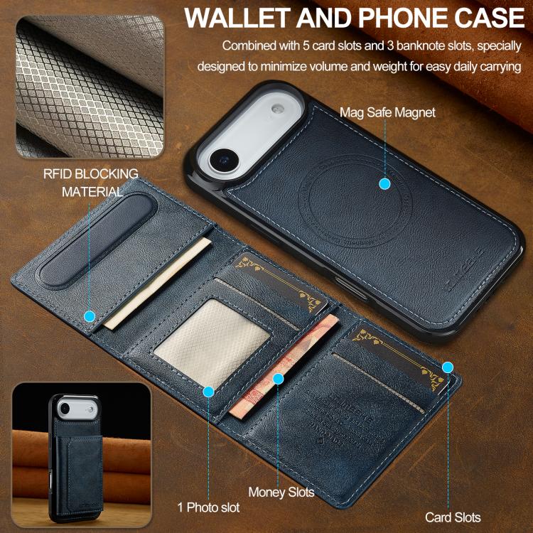 Funda para iPhone 17 Air LC.IMEEKE L5 con tarjetero RFID desmontable y Magsafe (azul)