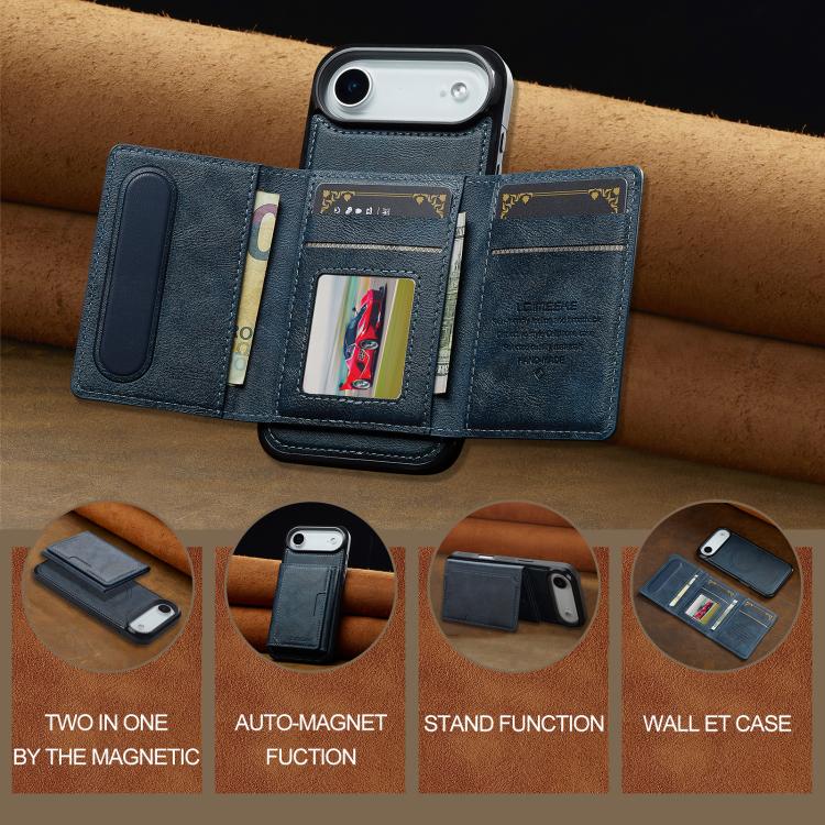Funda para iPhone 17 Air LC.IMEEKE L5 con tarjetero RFID desmontable y Magsafe (azul)