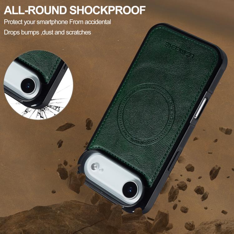 Funda para iPhone 17 Air LC.IMEEKE L5 con tarjetero RFID desmontable y Magsafe (verde)