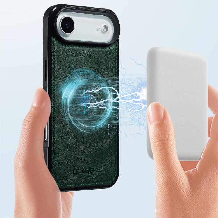 Funda para iPhone 17 Air LC.IMEEKE L5 con tarjetero RFID desmontable y Magsafe (verde)
