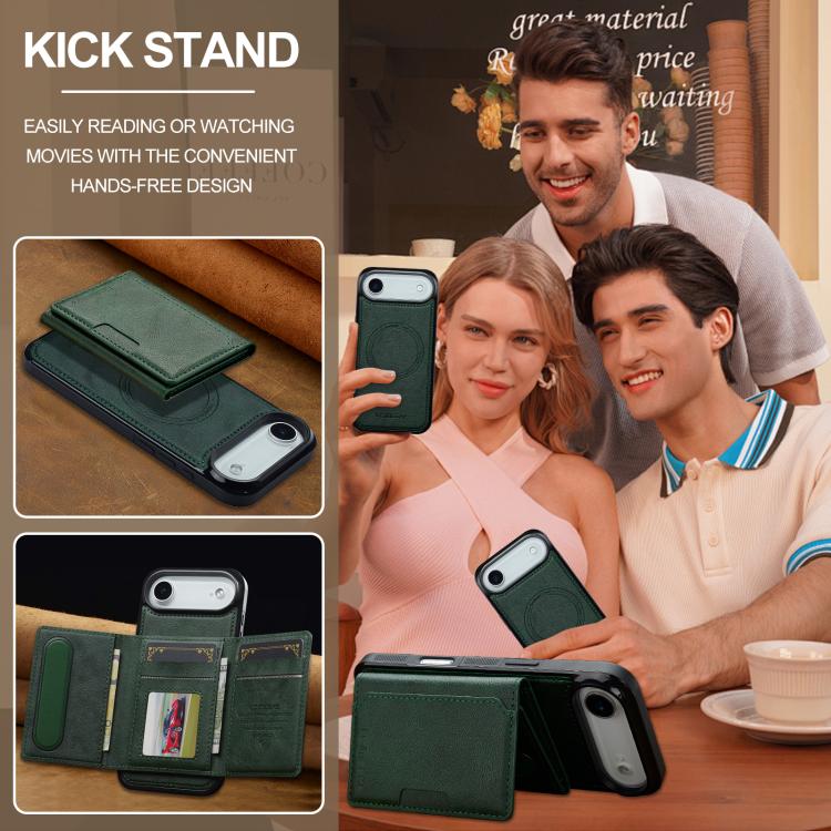 Funda para iPhone 17 Air LC.IMEEKE L5 con tarjetero RFID desmontable y Magsafe (verde)