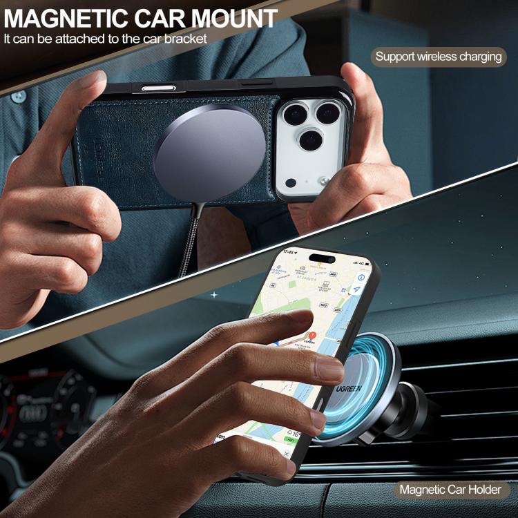Funda para iPhone 17 Pro Max LC.IMEEKE L5 Series con tarjetero RFID desmontable y Magsafe (azul)