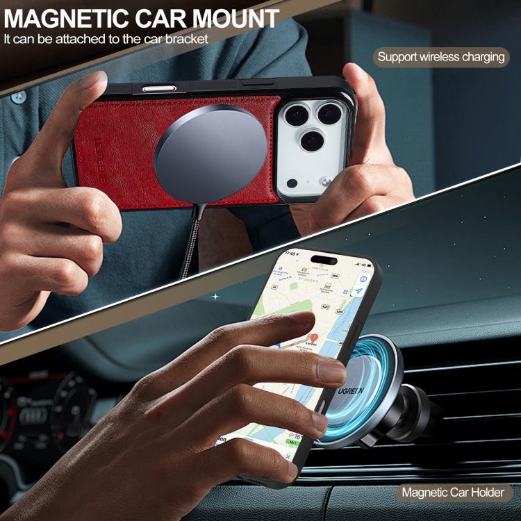 Funda para iPhone 17 Pro Max LC.IMEEKE L5 con tarjetero RFID desmontable y Magsafe (roja)
