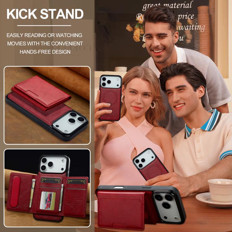 Funda para iPhone 17 Pro Max LC.IMEEKE L5 con tarjetero RFID desmontable y Magsafe (roja)