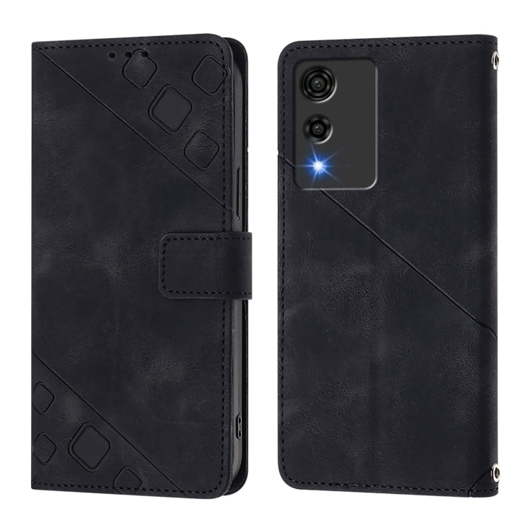 Funda de Piel con Relieve para Teléfono Cubot A10 (Negra)
