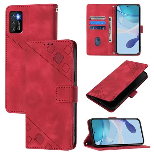 Funda de Piel con Relieve para Teléfono Cubot P50 (Roja)