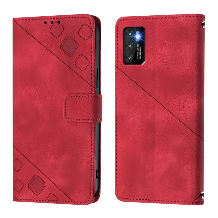 Funda de Piel con Relieve para Teléfono Cubot P50 (Roja)