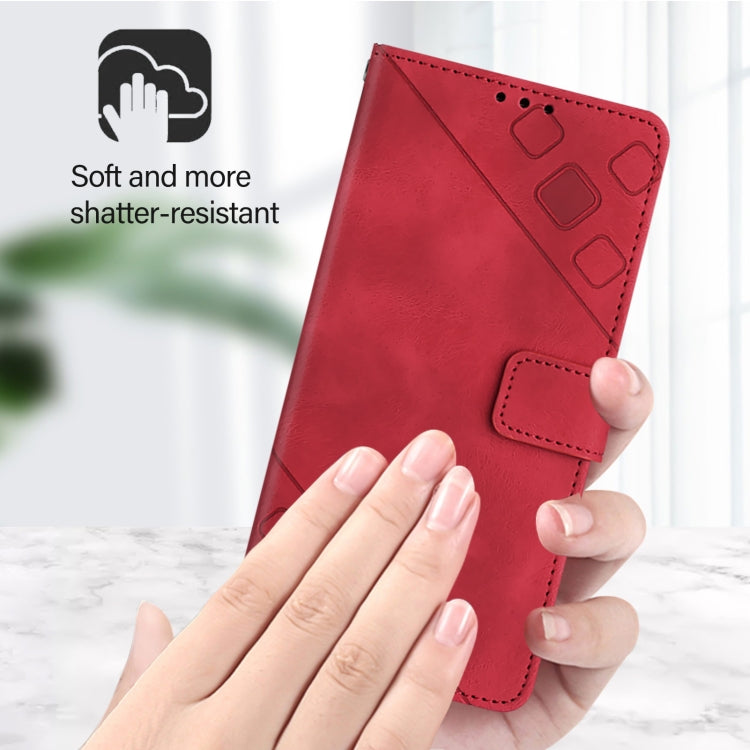 Funda de Piel con Relieve para Teléfono Cubot P50 (Roja)