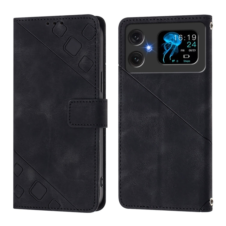 Funda de Piel con Relieve para Teléfono Cubot A20 (Negra)