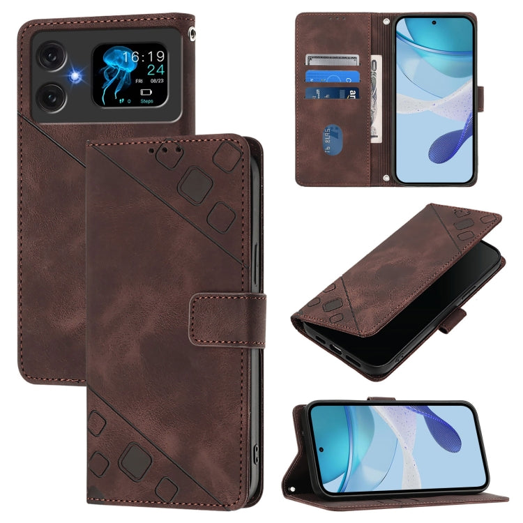 Funda de Piel con Relieve para Teléfono Cubot A20 (Marrón)