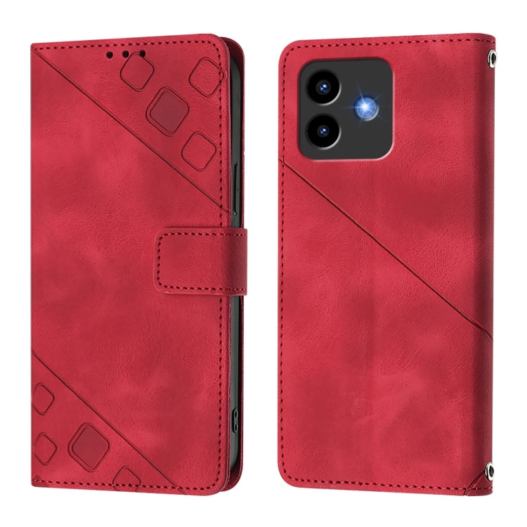Funda de Piel con Relieve para Teléfono Cubot Note 40 (Roja)