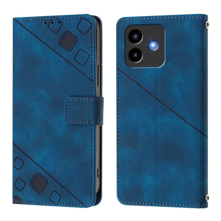 Funda de Piel con Relieve para Teléfono Cubot Note 40 (Azul)