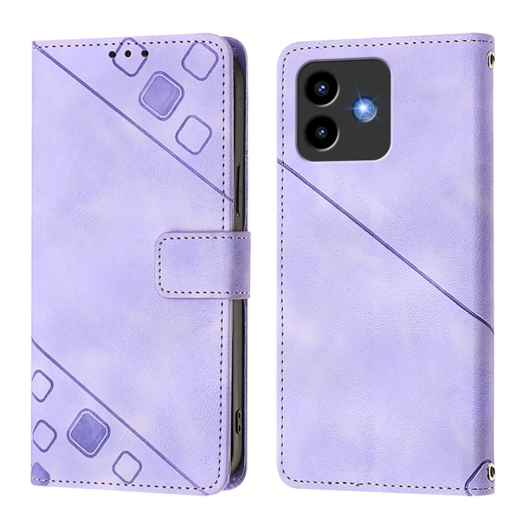 Funda de Piel con Relieve para Teléfono Cubot Note 40 (Morado Claro)