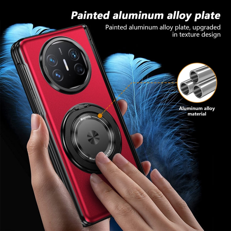 Funda para Teléfono Huawei Mate X5 con Anillo Giratorio Plegable y Medalla Dorada (Rojo)