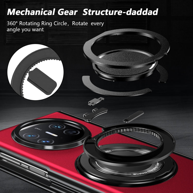 Funda para Teléfono Huawei Mate X5 con Anillo Giratorio Plegable y Medalla Dorada (Rojo)