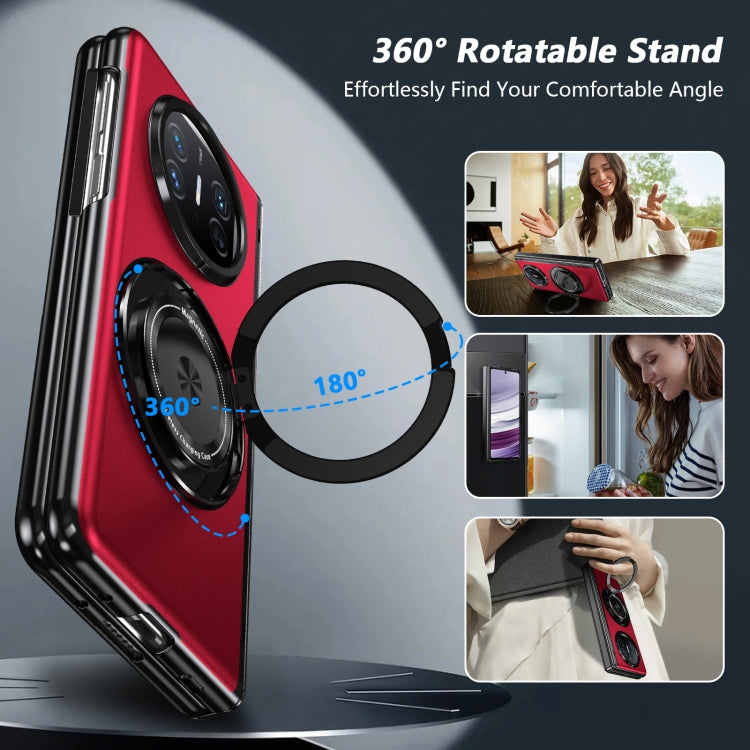 Funda para Teléfono Huawei Mate X5 con Anillo Giratorio Plegable y Medalla Dorada (Rojo)