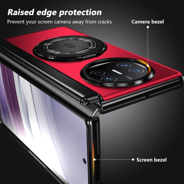 Funda para Teléfono Huawei Mate X5 con Anillo Giratorio Plegable y Medalla Dorada (Rojo)
