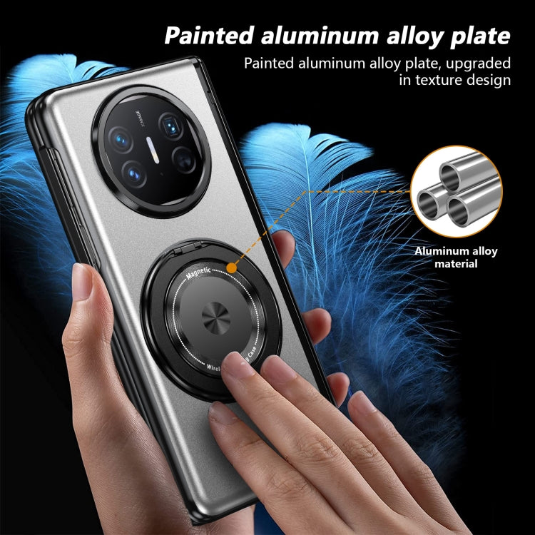 Estuche para Teléfono Huawei Mate X5 Gold Medal con Soporte de Anillo Giratorio y Plegable (Plateado)