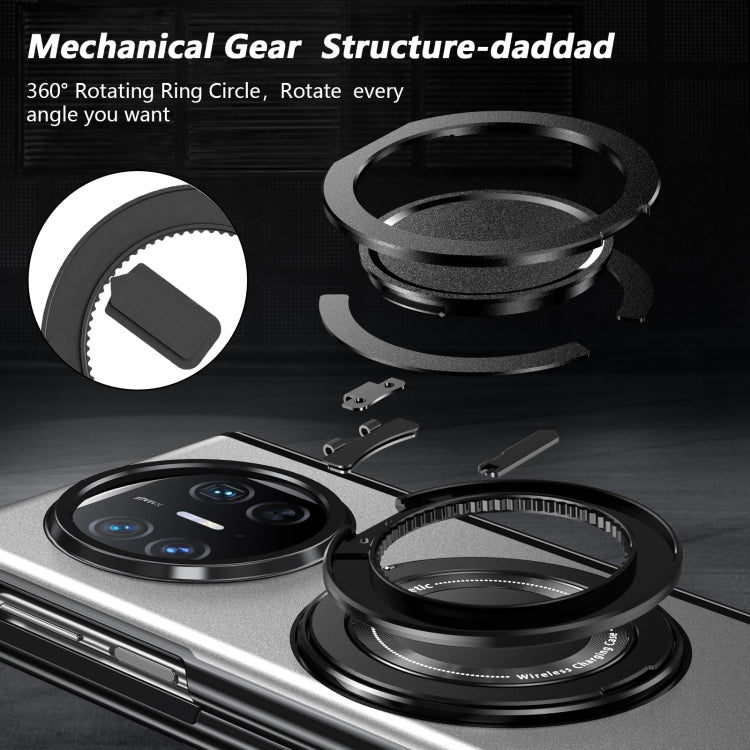 Estuche para Teléfono Huawei Mate X5 Gold Medal con Soporte de Anillo Giratorio y Plegable (Plateado)